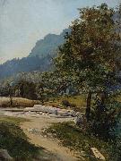 Carl Schuch Wooded landscape France oil painting artist